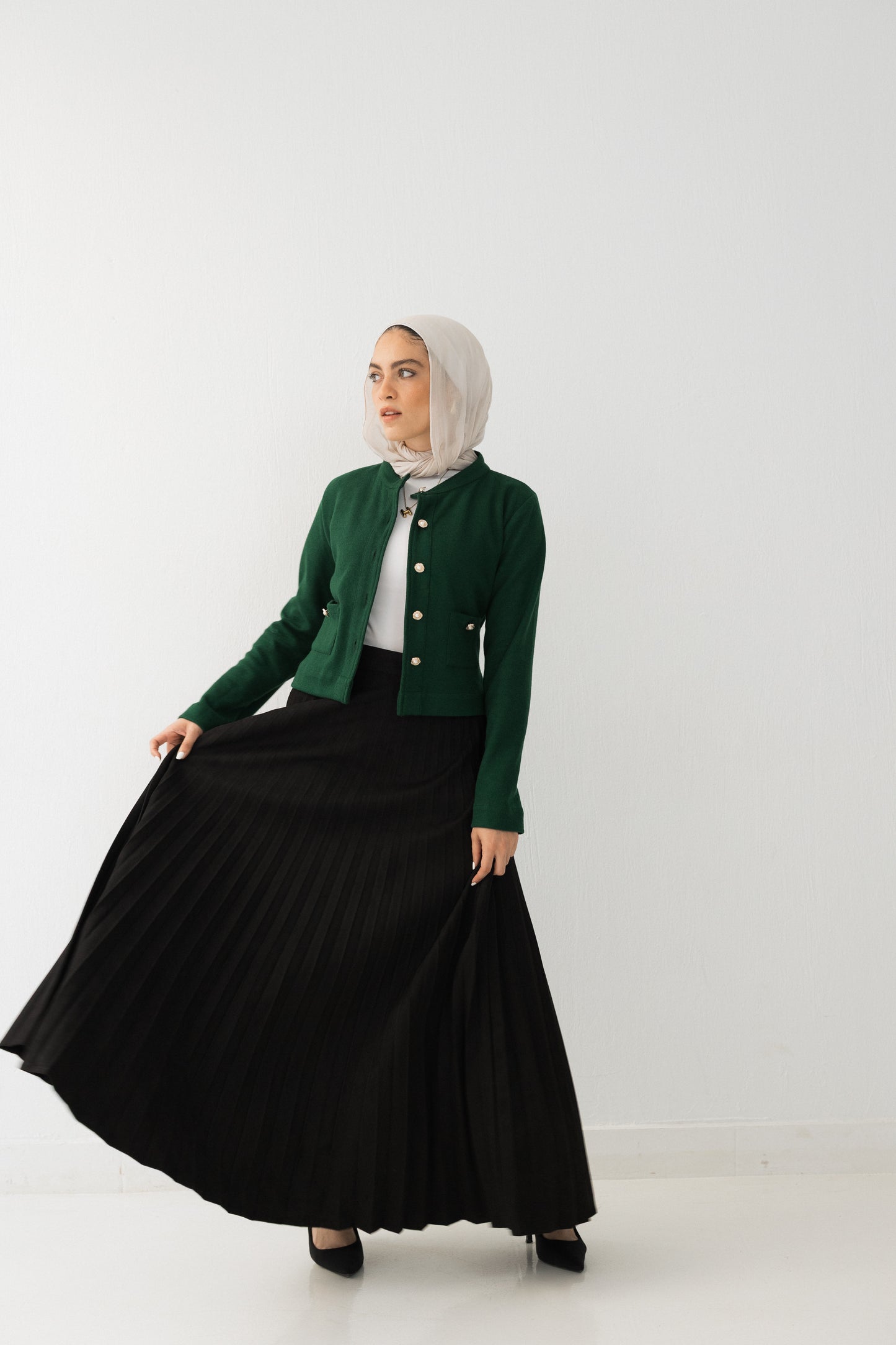 Suede Pleated Skirt
