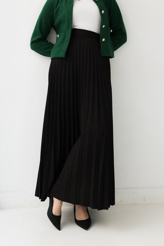 Suede Pleated Skirt