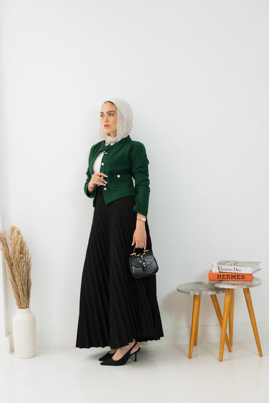Suede Pleated Skirt