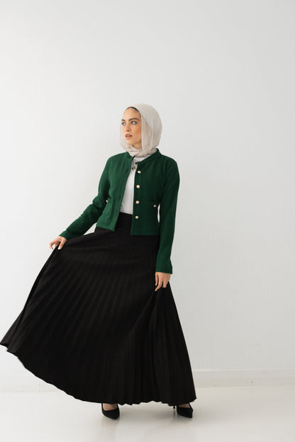 Suede Pleated Skirt